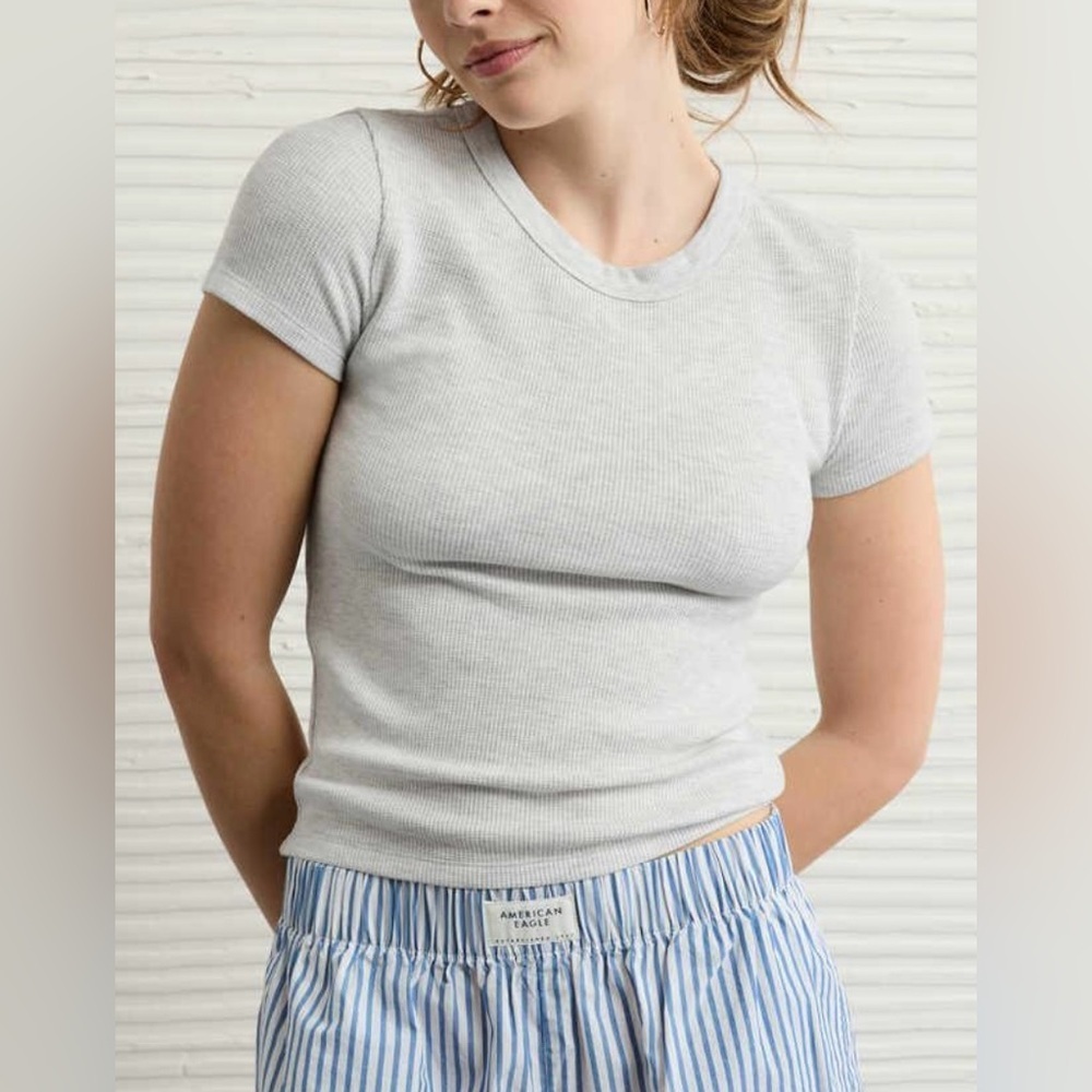 American Eagle Waffle Hey Baby Tee | XS